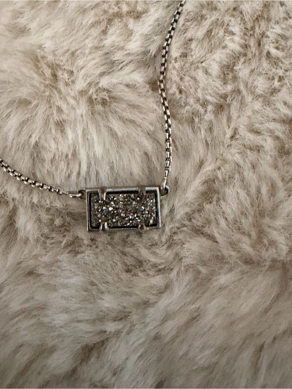 Kendra Scott Silver Druzy Rectangle Pendant Necklace - Silver